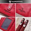 Humerpaul Women Leather Wallet Hand-held Wallet Large-capacity Multi-function First-layer Cowhide Wallet Folding Coin Purse