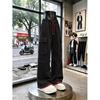 Splicing contrasting color multi-pocket design tooling casual pants men's trend high street loose wide-leg straight drawstring trousers