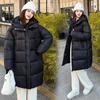 New loose hooded medium and long glossy leave-in cotton-padded clothes women's thickened cotton jacket jacket trendy