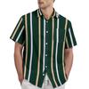 Striped Color Blocking Print - Men's Casual Short Sleeved Shirt