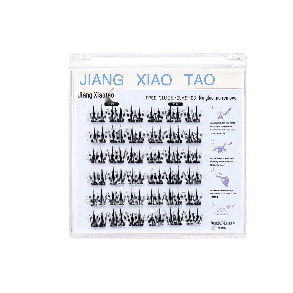 ACE Klebefreie Selbstklebende Cartoon-Büschelfalsche Wimpern - Natürlich, Faules Tragen