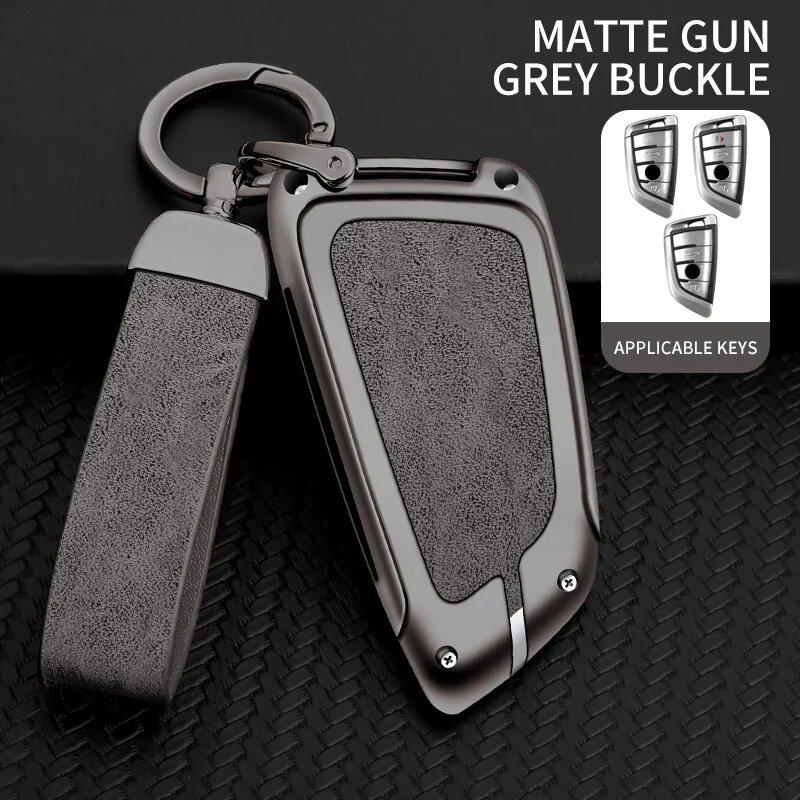 Zinc Alloy Leather Car Key Case For Bmw X5 X3 X1 X6 X7 1 3 5 6 7 Series G20 G30 G11 F15 F16 G01 G02 E39 E46 Car Key Case