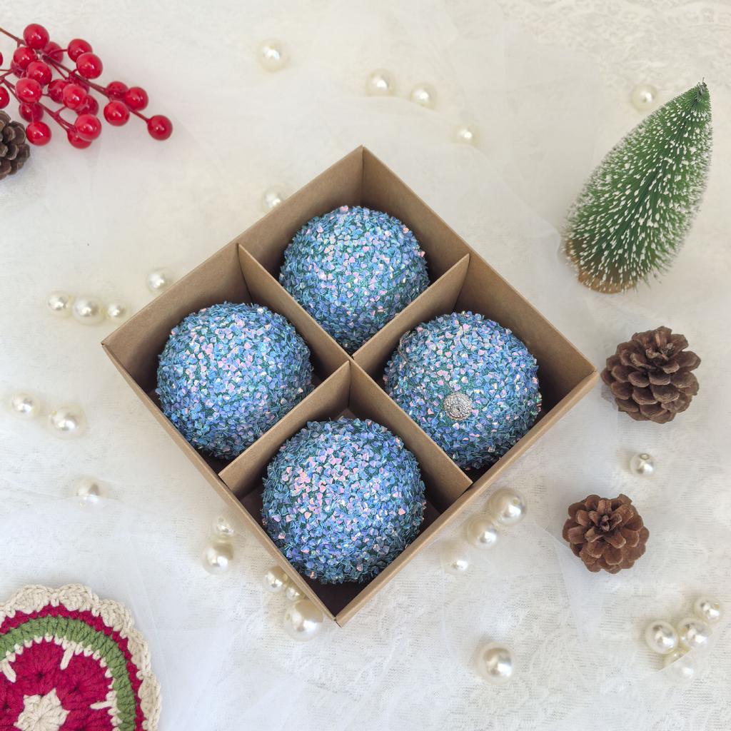 4 Pieces/Set of Diamond Sequins Glitter Christmas Balls Holiday Supplies Christmas Tree Pendants Gifts Giveaways Window Dressing