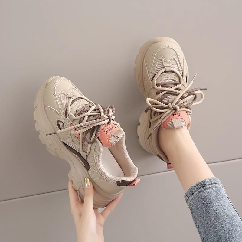 Mode Retro Damen Schuhe Frühling Herbst Plateau Schuhe Color Blocking Lässige Sneaker Modedesigner Schuhe Vielseitige Damen Sneaker