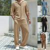 Summer Two-piece Casual Set Men's Solid Color Short Sleeved Shirt and Casual Pants Two-piece Set