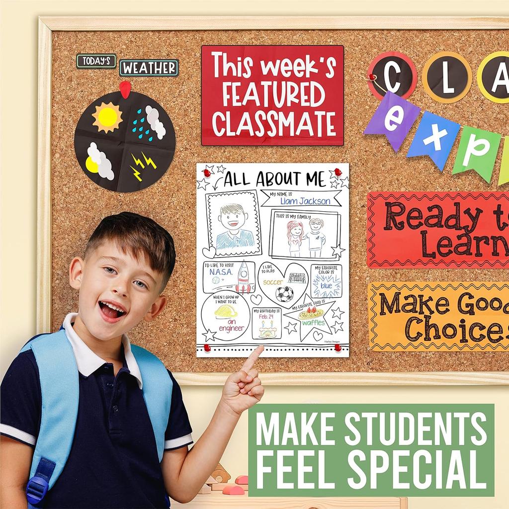 Hadley Designs All About Me Posters Elementary - 20 Star of The Week Poster, All About Me Posters Preschool & Kindergarten, Star Student Poster,