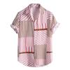 Summer Men's Fashion Trend Short-Sleeved Beach Print Single-Breasted Lapel Shirt