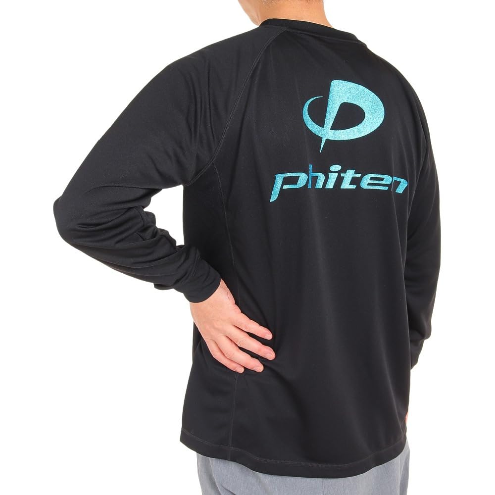 Volleyball Wear Long Sleeve 3121JG44400 Quick Drying X [Phiten] T-Shirt BK/SX (Black Sax/S/Men's, Ladies')
