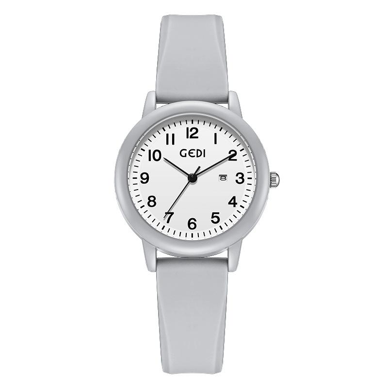 

Candy Color Quartz Watch Summer Simple Calendar High-End Women S Watch Niche High-Value Silicone Student Watch серый