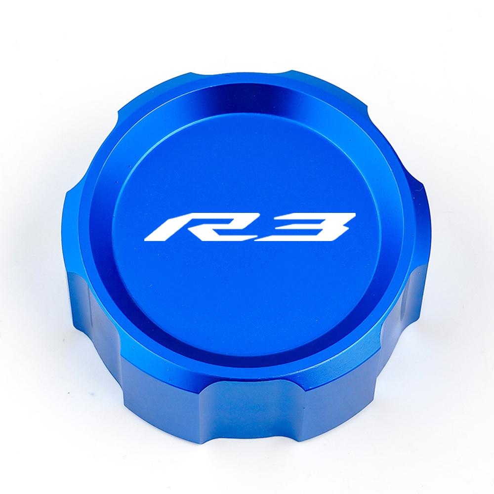 Motorcycle CNC Aluminum Rear Brake Fluid Tank Reservoir Cap Oil Tank Cover for Yamaha YZF R3 2015 -