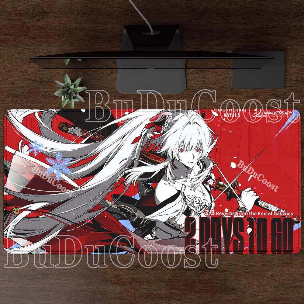 Hiyuki Gaming Wuthering Waves Mousepad Computer Office Accessorie Keyboard Mouse Pad Anime Sexy Girl Rubber HD Printing Desk Mat