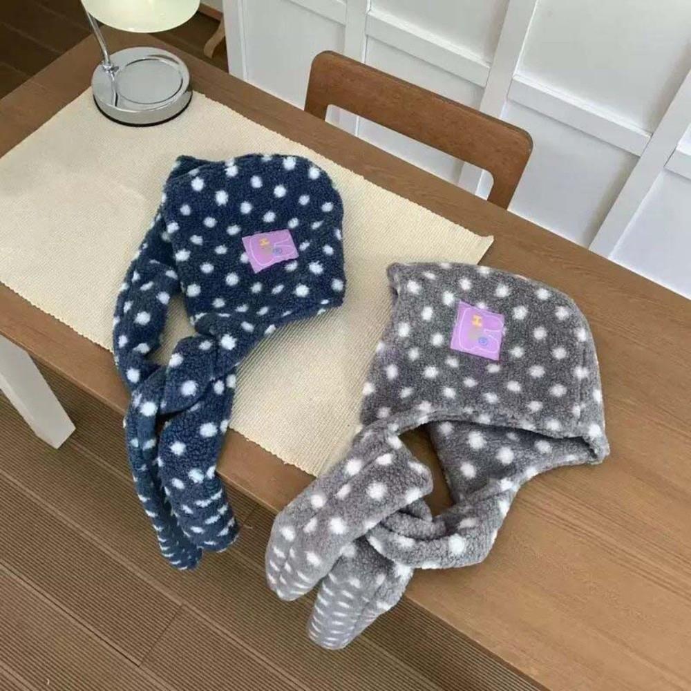 Integrated Design Hooded Scarf Hat Soft Fluffy Fleece Hooded Scarf Plush Balaclava Cap  Cute Girls