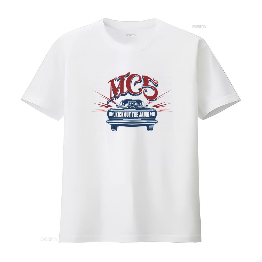 T-shirt in cotone MC5 Kick Out The Jams Design Auto Retrò Band Rock vintage Lavata Morbida uomo Comoda Leggermente Traspirante