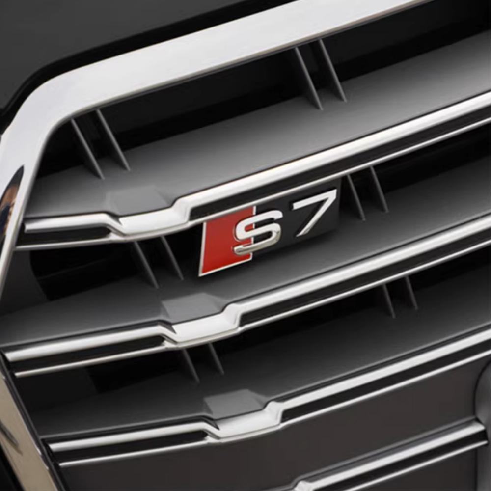 3D ABS Chrome Black Logo S3 S4 S5 S6 S7 S8 Emblem Car Front Grille Badge For 4kyvc S3 S4 S5 S6 S7 S8 Auto Decoration Accessories kyvc4