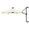 Wall Mounted Parasol with LEDs 300 cm Sand White