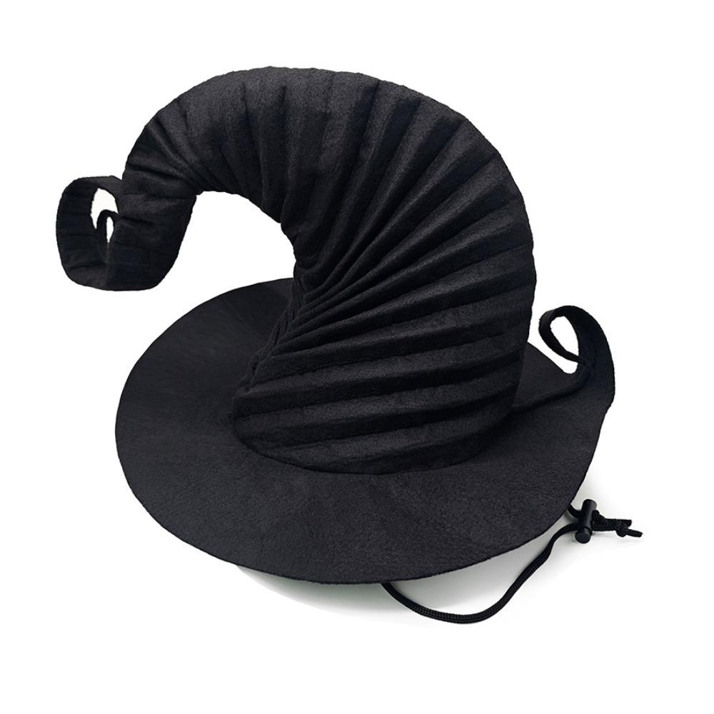 Swirling Design Halloween Wrinkled Witch Hat with Rope Cosplay Party Witch Hat  Masquerade Party
