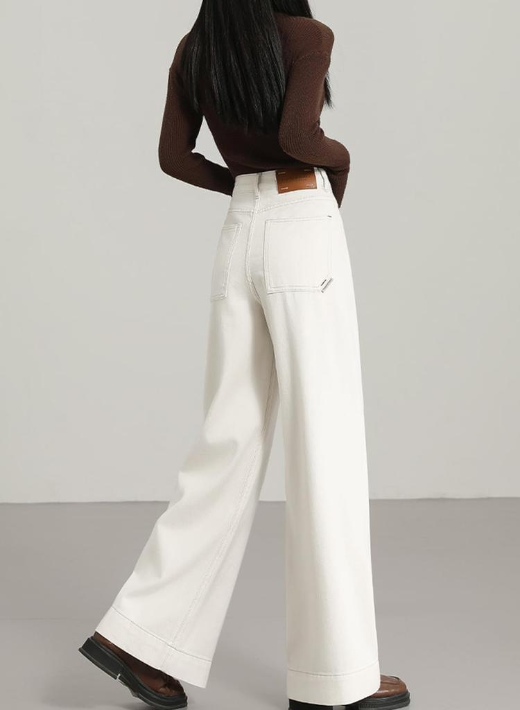 Sueeya Lange Jeans-Büro-Freizeit-Weitbeinige Hosen für Damen, Jeans, Hosen, Unterteile, Passform, Beinverlängernd, Schlankmachend, Stilvoll, Niedlich,