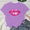 (Premium T-shirt)Hot Pink Lips Funny Summer Women T-Shirt Harajuku Print Fashion Short Sleeve Summer Casual T-Shirt Top
