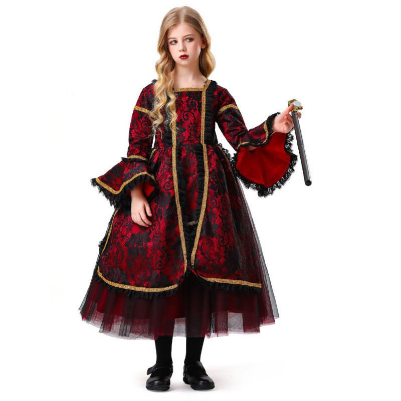 Halloween Child Vampire Costume For Kids With Spandex Fabric For Stage Performance