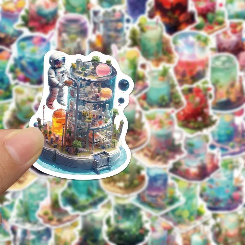 10 30 50Pcs Ins Style Art Drink Aesthetic Stickers Cartoon Plant Decals Kids Toys Diy Laptop Phone Scrapbook Decoration Sticker