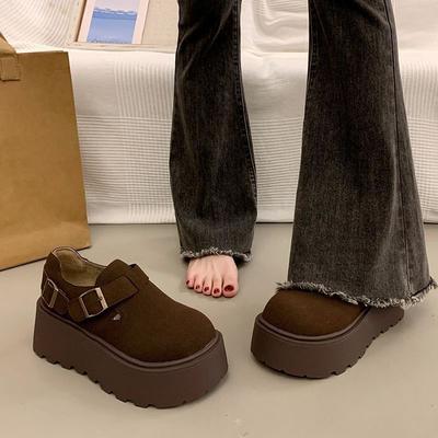 2025 Autumn New Small Height Increase Thick Sole Wide Feet High Grade Muffin Shoes Casual Versatile Light Loafers