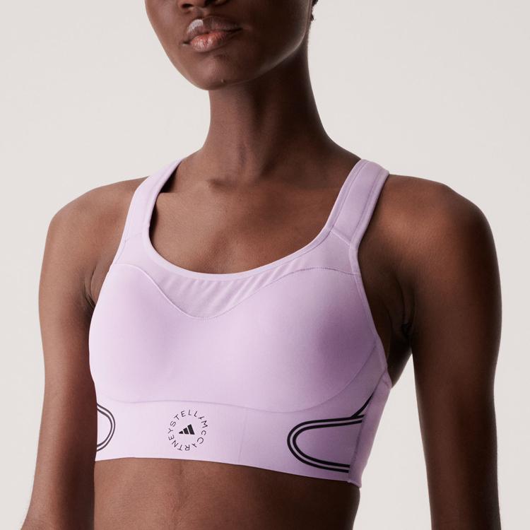 Adidas X Stella McCartney Collaboration Letter Logo Print High Support Sports Bra Women underwear Pink Purple II3229