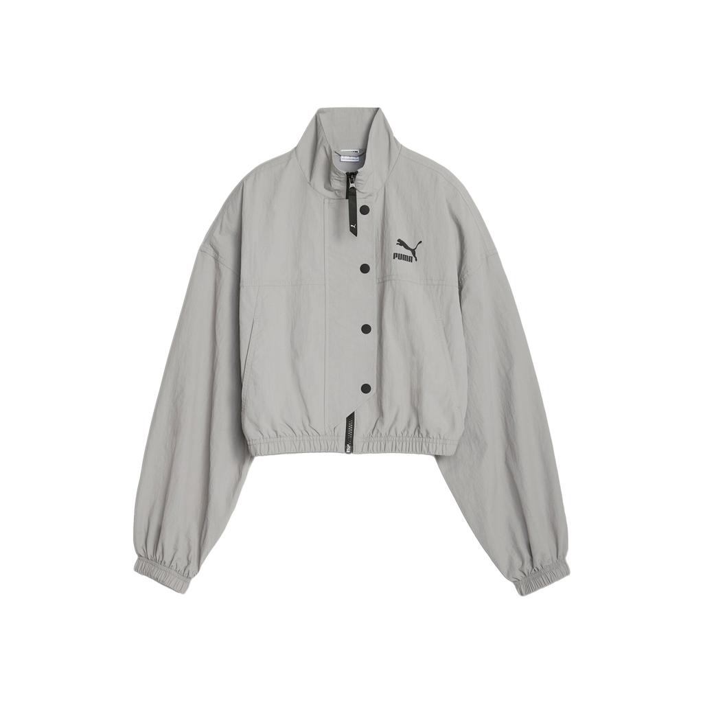 Puma Woven Jacket Solid Color Stand Collar Sports Casual Woven Jacket Women jackets Gray 621436-14