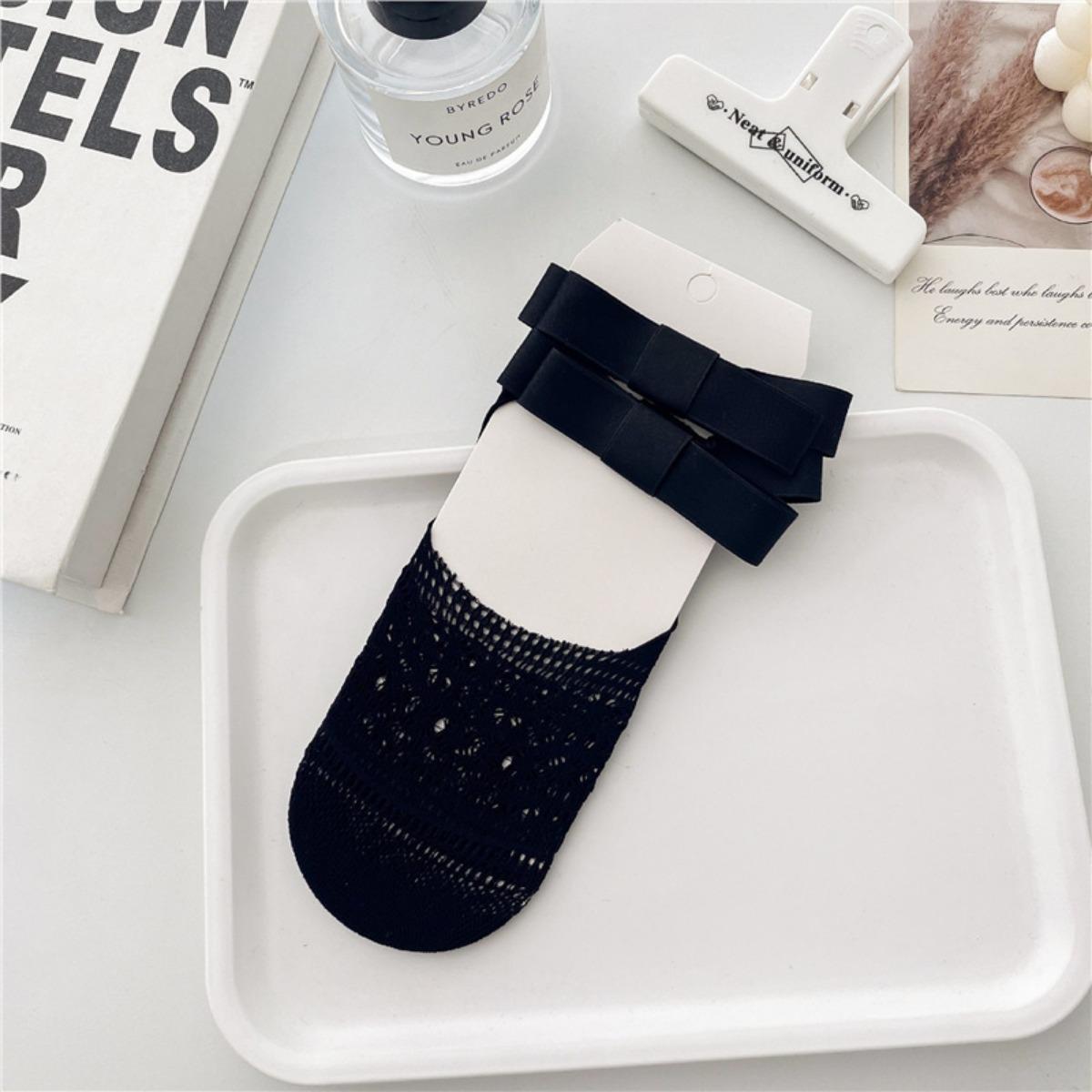 

Шкарпетки-човники, Жіночі шкарпетки, Метелики, Протиковзкі, З неспадною п ятою, Ажурні шкарпетки, Невидимі шкарпетки, Мереживо 1 pair чорний