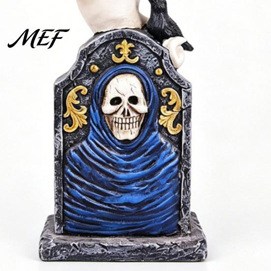 Spooky Home Interior Decor Halloween Tombstone Figurine, Resin Ghost Pumpkin Crow on Hand Painted Party Supplies Statue for Desktop Haunted