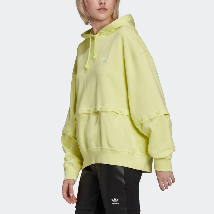 Adidas Originals Trefoil Sports Hooded Pullover Long Sleeve Sweatshirt Women Sweatshirt Lemon-Yellow HC5435