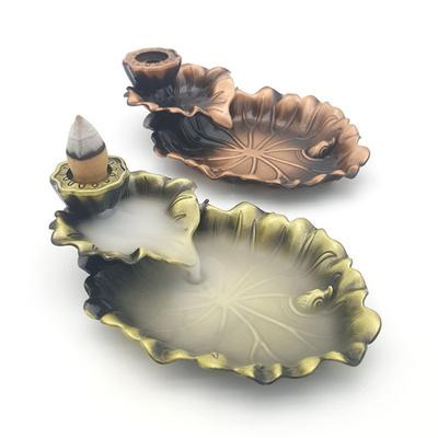 Smilkalų degiklio imitacija, lotoso lapų, rankomis raižyti smilkalų krioklys, akį traukiantis aromaterapinis ornamentas
