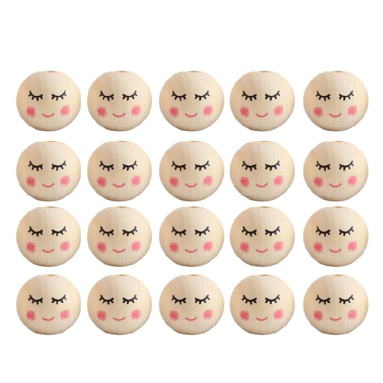 20Pcs Smiles Beads with Holes, Wooden Beads for DIY Crafts and Jewelry Making