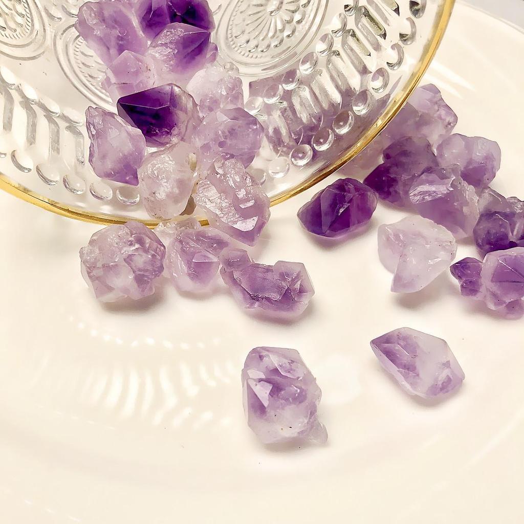 Large Grain Natural Raw Amethyst Beads for DIY Jewelry - Purple Perforated Stones