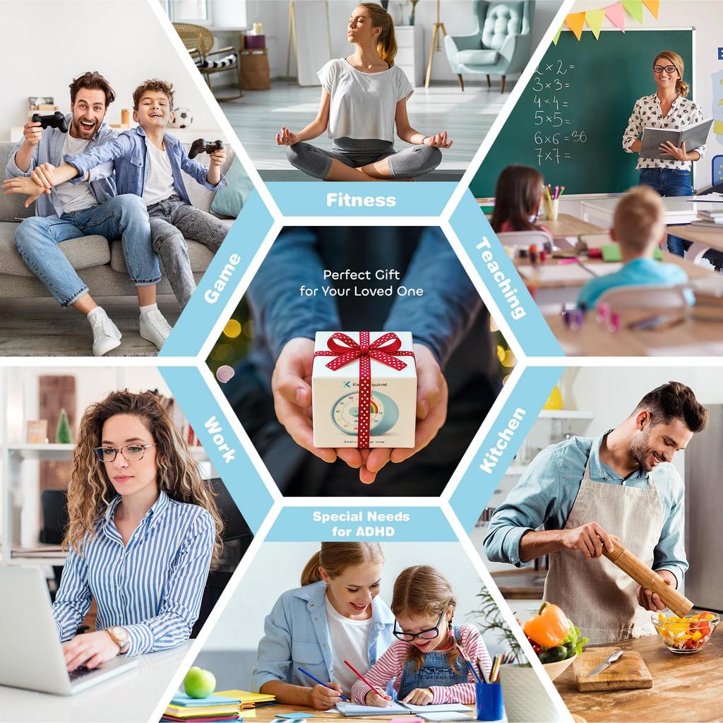 60-Minuten Visueller Timer für Kinder, Countdown-Timer für Klassenzimmer & Küche, Schreibtisch-Timer zum Lernen, Regenbogen-Druck Kinder Zeitmanagement-Tool (Weiß)