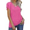 Spring and Summer New Solid Color Simple Twist V-neck Short-sleeved T-shirt Bottoming Shirt for Women