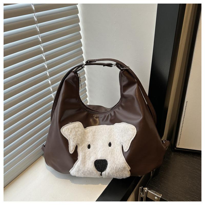 Dog Vintage Cartoon Pattern Underarm Bag Tote Bag Large Capacity Daily For