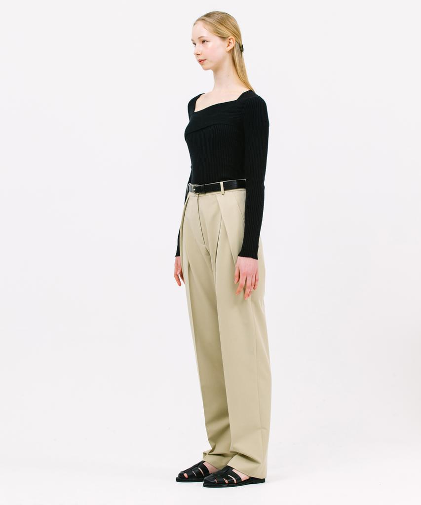 JUN BY JUN K Cross Tuck Pants_Light Khaki