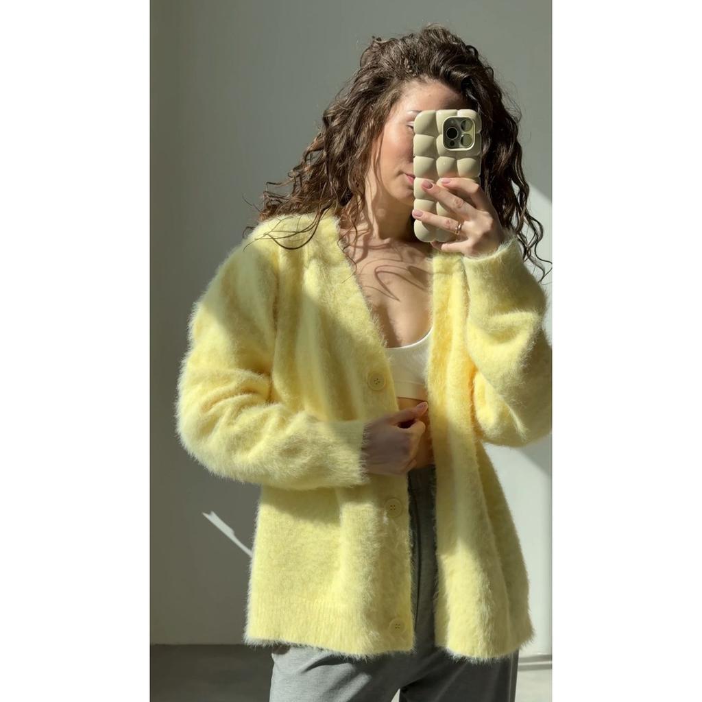 Knitted Cardigan for Women In Autumn, Loose V-neck Faux Mink Sweater, Soft and Thick Top