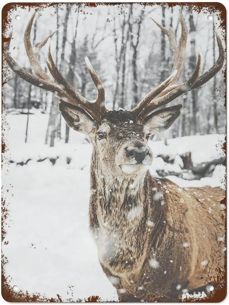 

Deer Nature Winter Forest Rustic Decor Vintage Metal Signs Tin Sign Wall Funny for Home 20x30cm