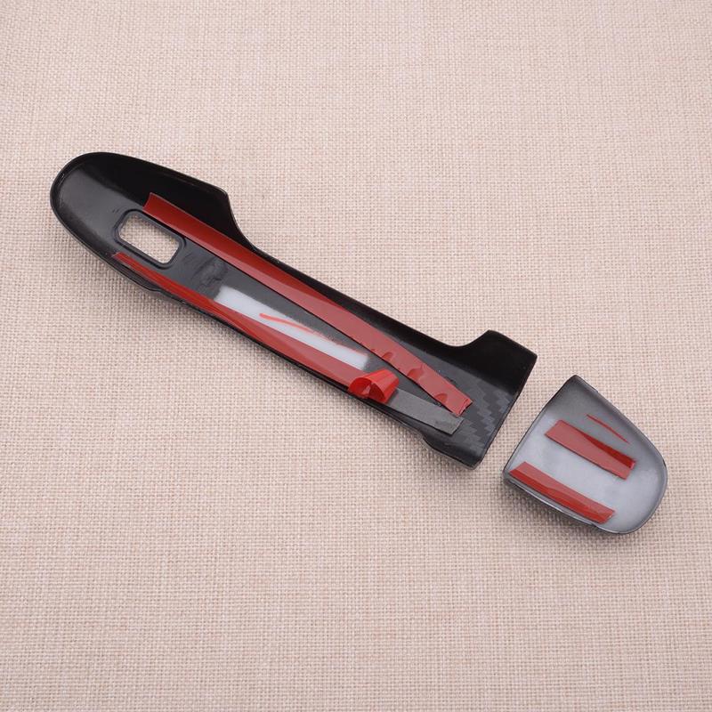 4pcs Carbon Fiber Style Front Door Handle Cover Trim With Smart Keyhole Fit For Toyota C-HR 2017-