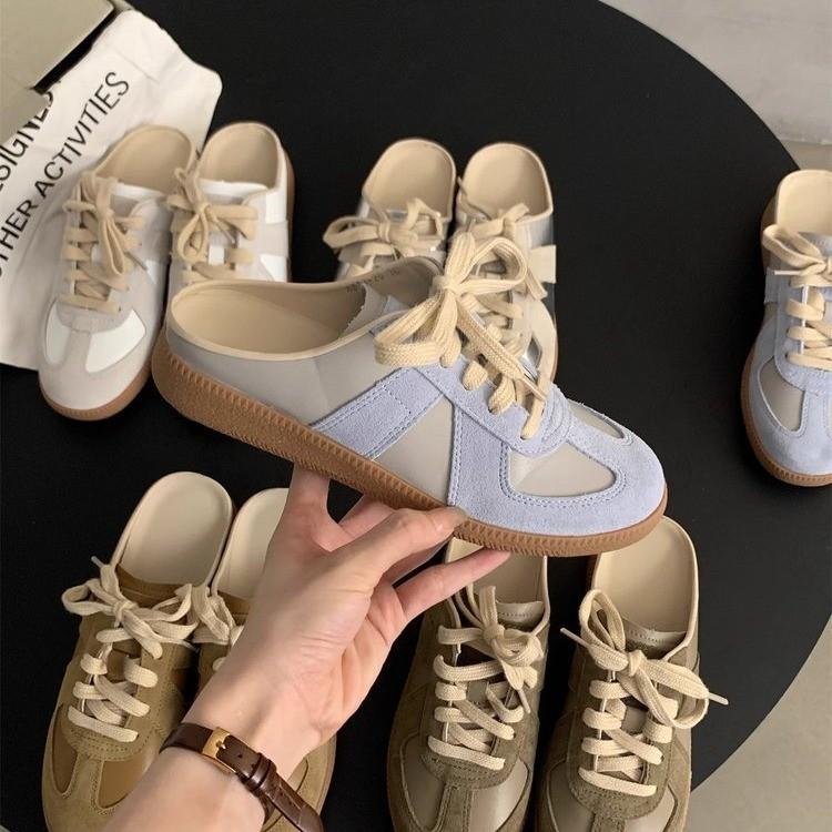 Baotou Half Slippers Women's Outer Wear 2025 Summer New Versatile Retro Moral Training Shoes Platform Without Heel One Pedal Lazy