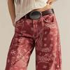 Barrel Jeans for Women Floral Print Boyfriend Baggy Jeans Casual Mid