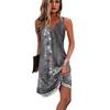 Women's European American Style Sleeveless V Neck A-line Dress, Casual Floral Button 3D Pattern Dress