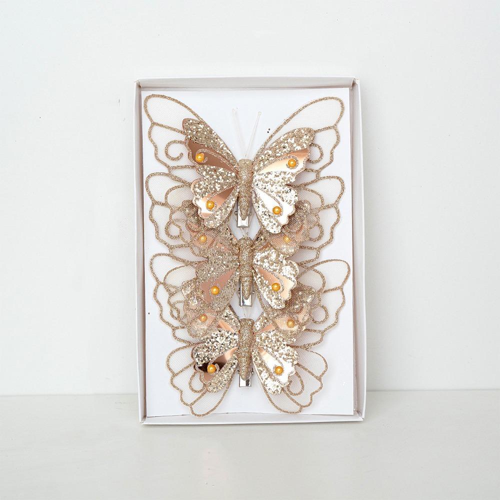 Glitter Artificial Butterfly Sequins Butterfly Tree Decoration  Home Decoration