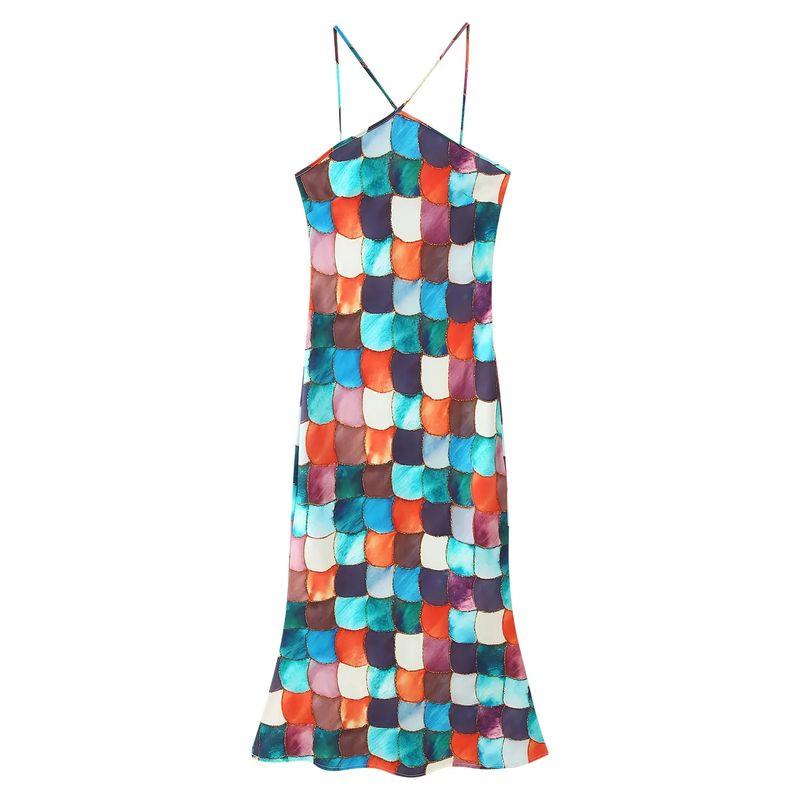 

Женская весенняя одежда в стиле Инс, повседневная, легче всего сочетать, с лямкой на шее, круглым вырезом, без рукавов, с завышенной талией, длинное А-силуэтное платье на бретелях Flower color L