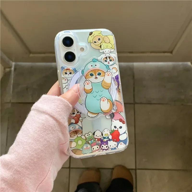 INS Korea Cute Character Cat Pop-socket Phone Griptok Holder For IPhone 17 Pro Max Samsung S26 Magnetic Foldable Stand Bracket
