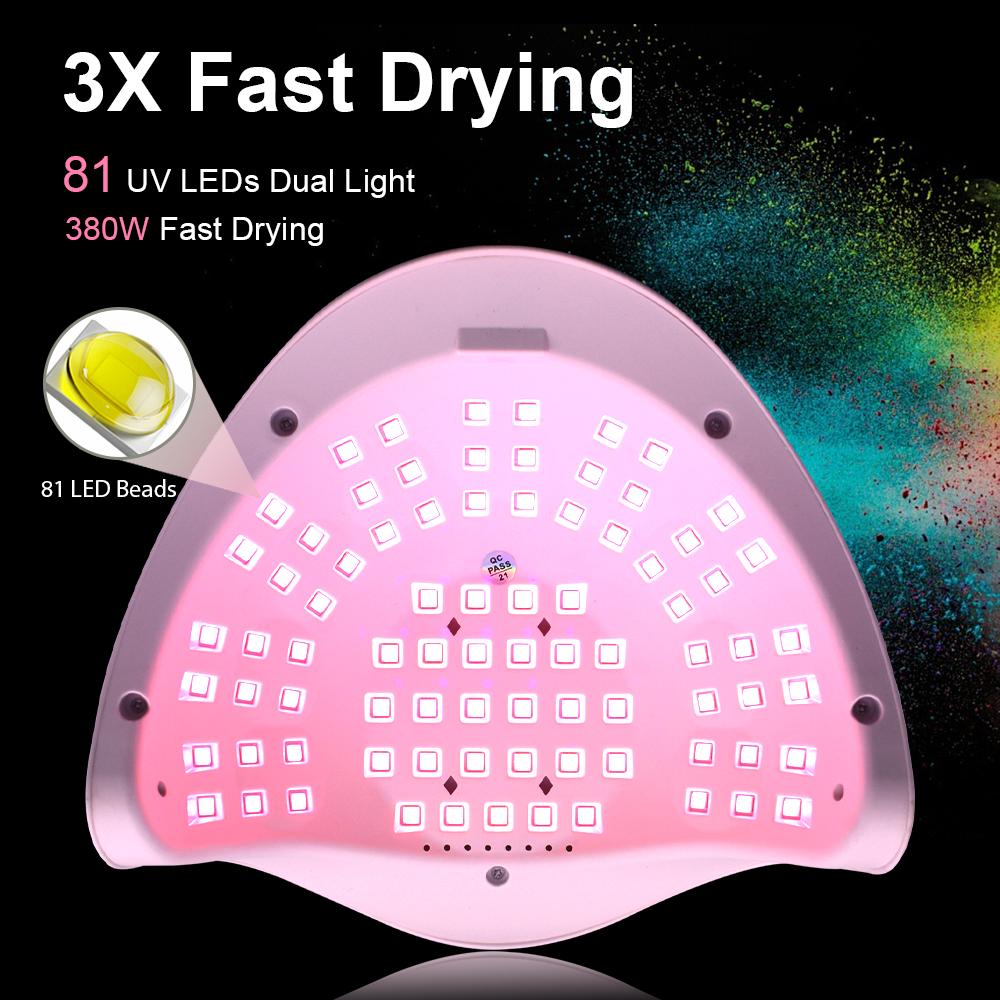 380W Profesionální sušička nehtů LED UV lampa na nehty Sušička gel laku Světlo Příslušenství pro nail art Vytvrzování gelu Nehty na nohou