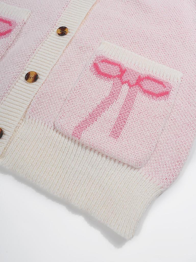 European-American Bow V-Neck Sweater: Women's Autumn/Winter Fashionable Loose Coat