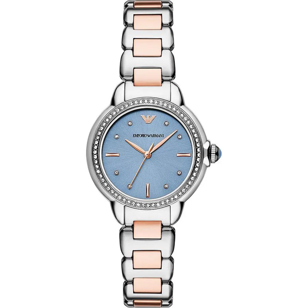 Emporio Armani Mia Light Blue Bicolor Rose Stainless Steel Ladies Quartz Watch AR11597 светло-синий