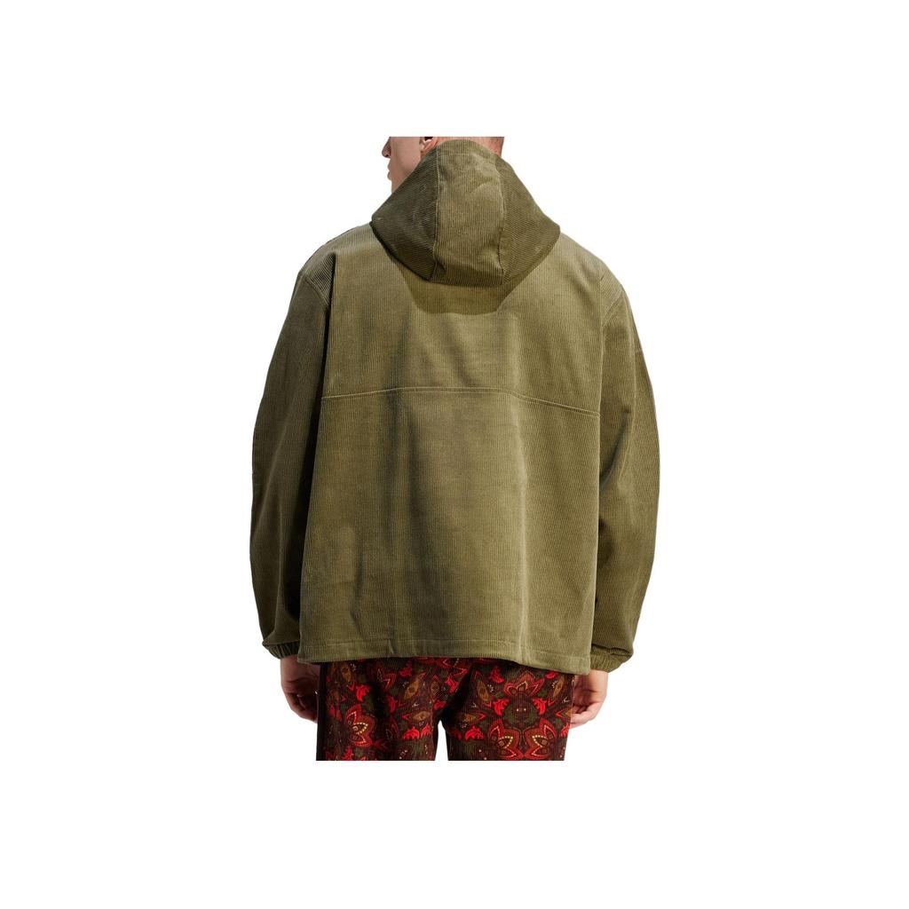 Adidas Originals Corduroy Hoodie Color Block Sports Jacket Men Jacket Olive-Green IS9570
